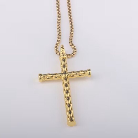 Gold Christian Rope Nail Cross Necklace Religious Pendant Faith Jewelry Gift - Picture 5 of 8